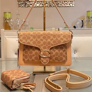 Chic Apricot Crossbody Bag with Wallet Set